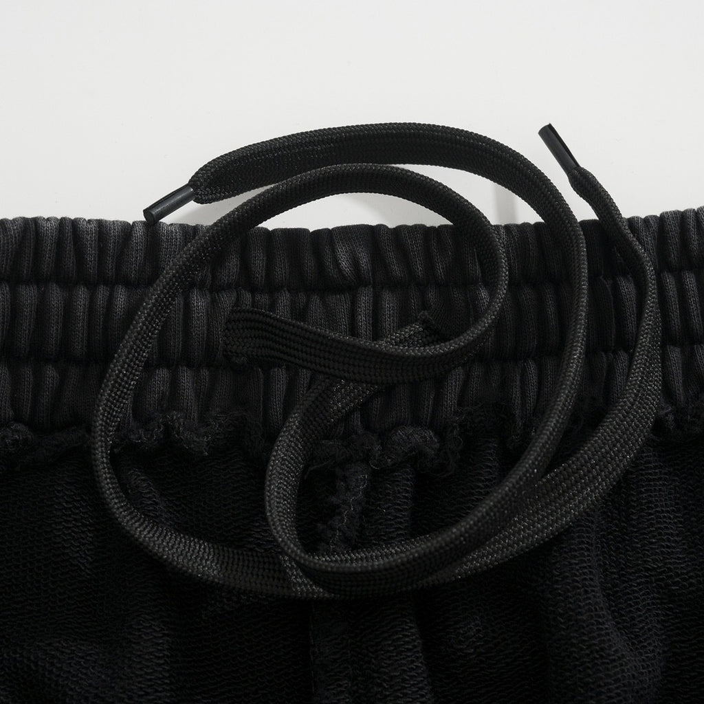 Men's Summer Flame Letter Black Stretch Mid Waist Cotton Shorts Pants #99535