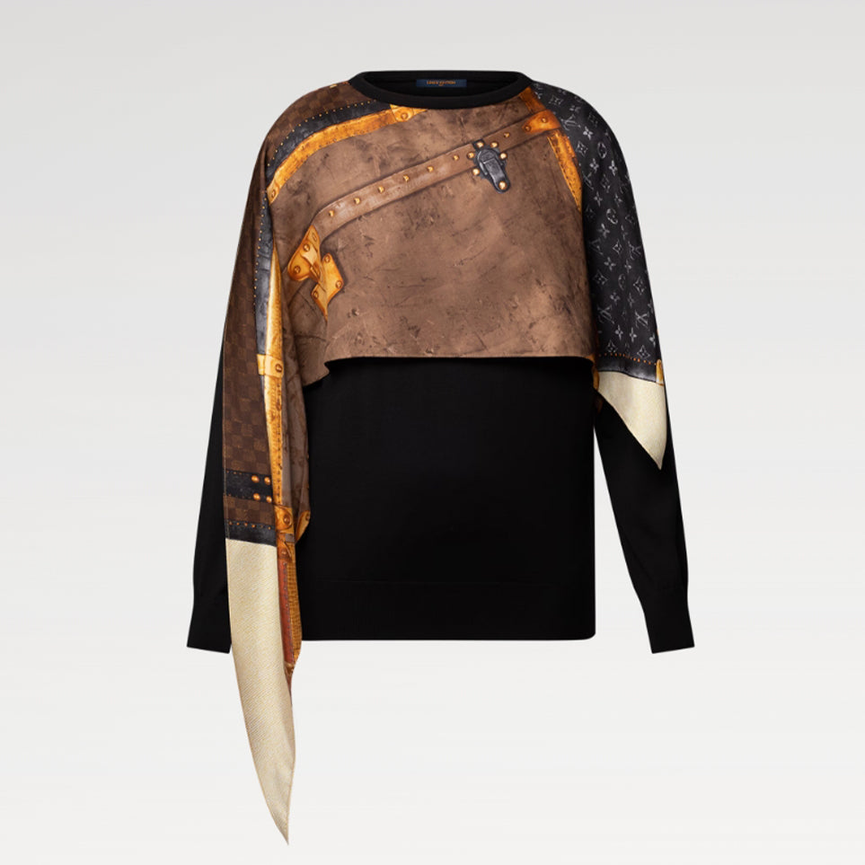 Women's Spring And Autumn Crew Neck Irregular Wool Silk Neck Scarf Knit Trunk Insert Pullover Sweatshirt #76325