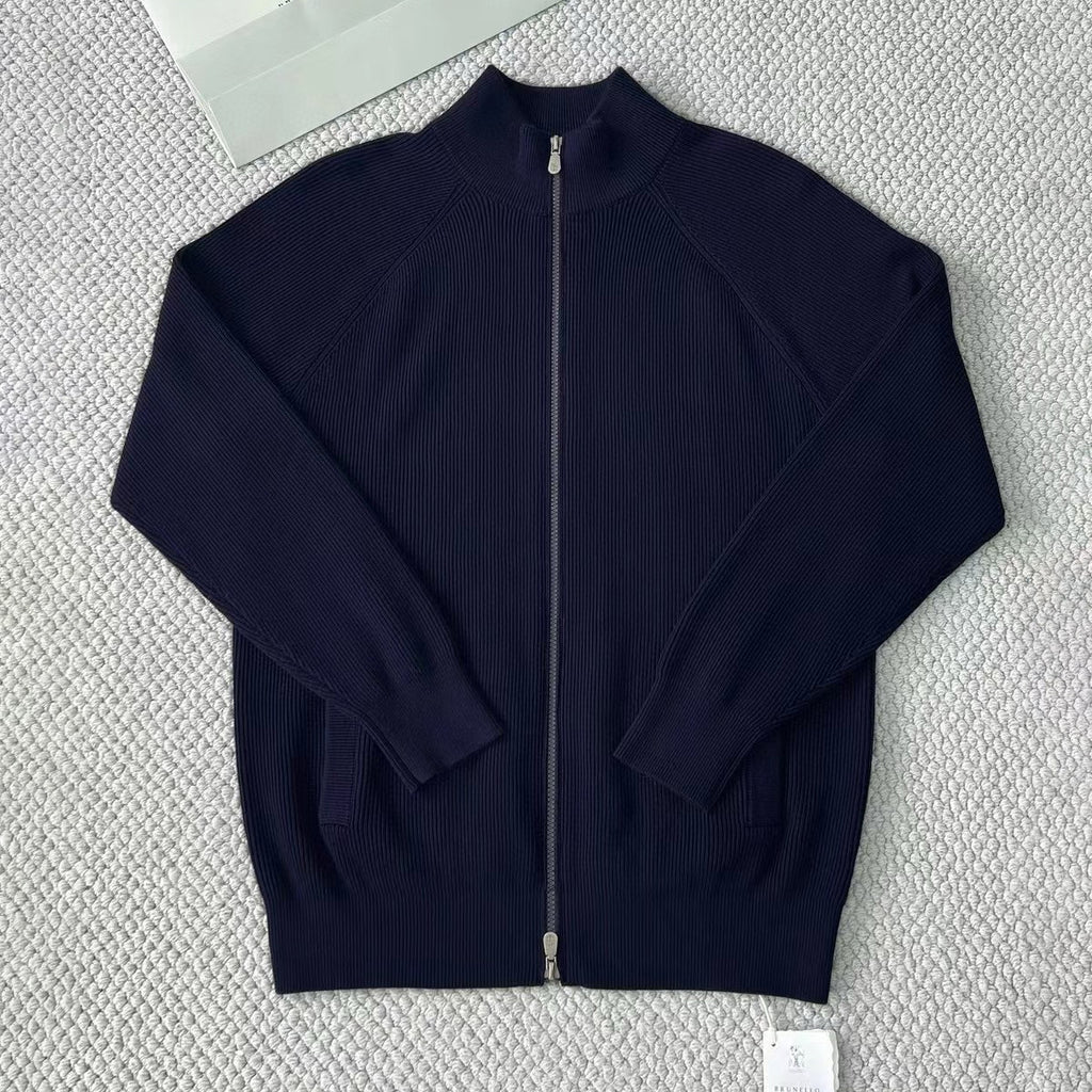 BC Men's Fall/Winter Fashion Casual Solid Color High Neck Double Zip Knit Cardigan #79221