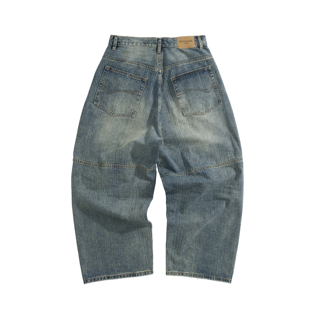 BLCG 2025ss Men's Loose Fit Waxed Denim Jeans Long Pants Trousers #82551A