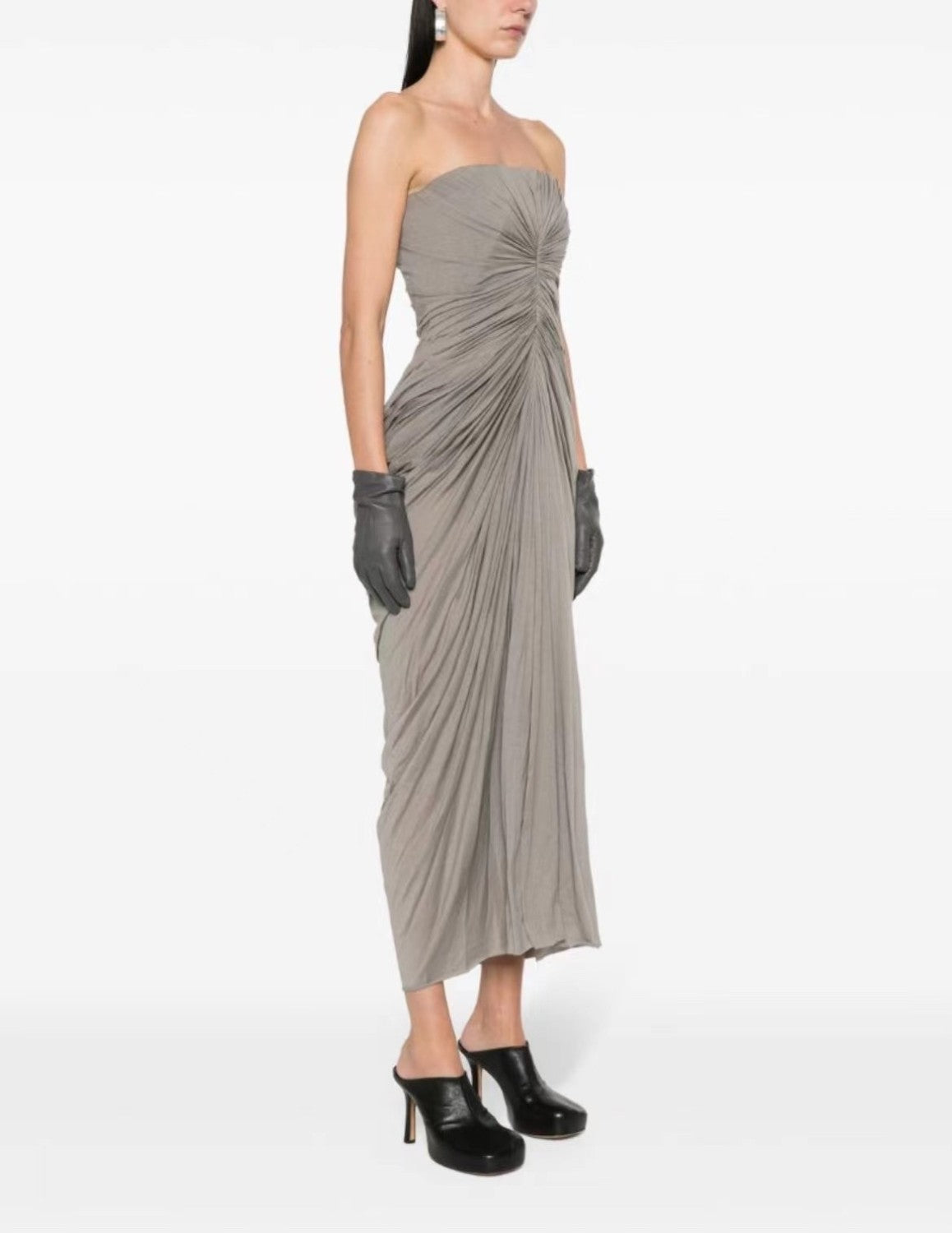 Women's Radiance Fishbone Corset Mid-length Pleated Dress Spring And Summer Fashion Solid Color Senior Temperament Dresses Ngvp #9128