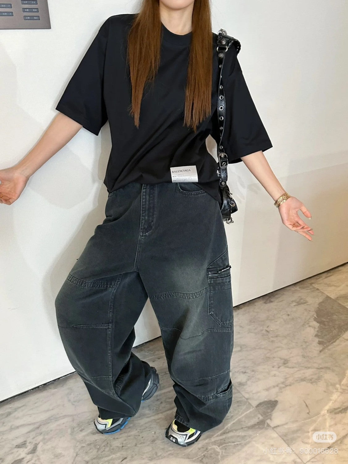 Men Women Four Seasons Fashion High Street Casual Gradient Loose Straight Leg Jeans Denim Work Pants Ngvp #7655