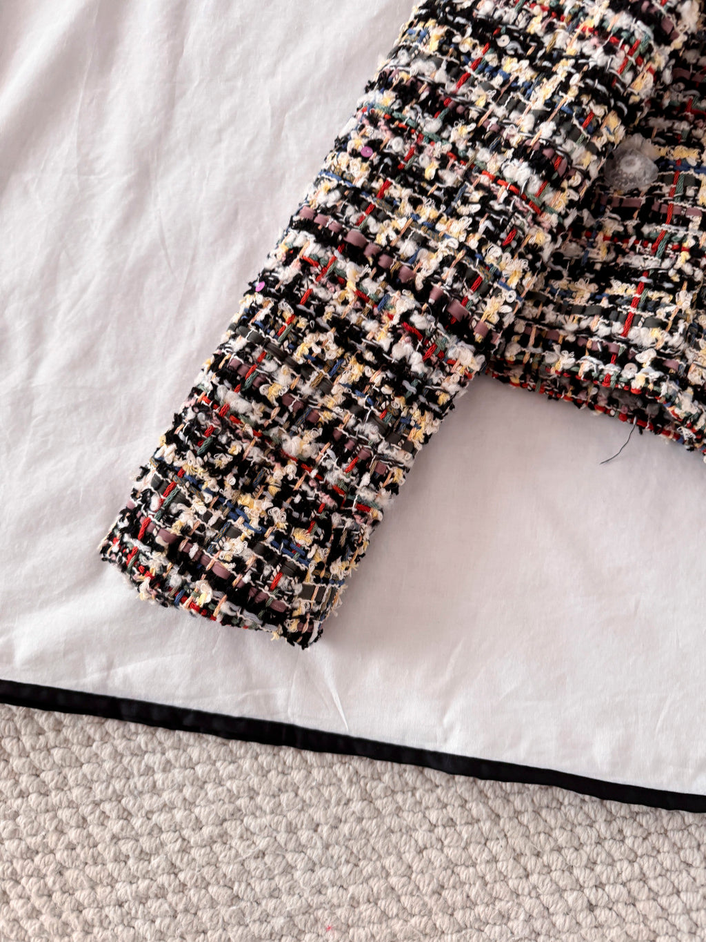 Women's 26SS Round Neck Button-up Tweed Short Coat Jacket Short Skirt Set Suit #194252