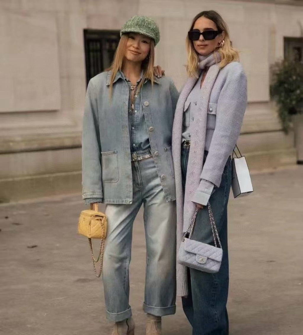 Women's Spring and Autumn Solid Color Zipper Closure Waterproof Coated Jeans Pants #74368