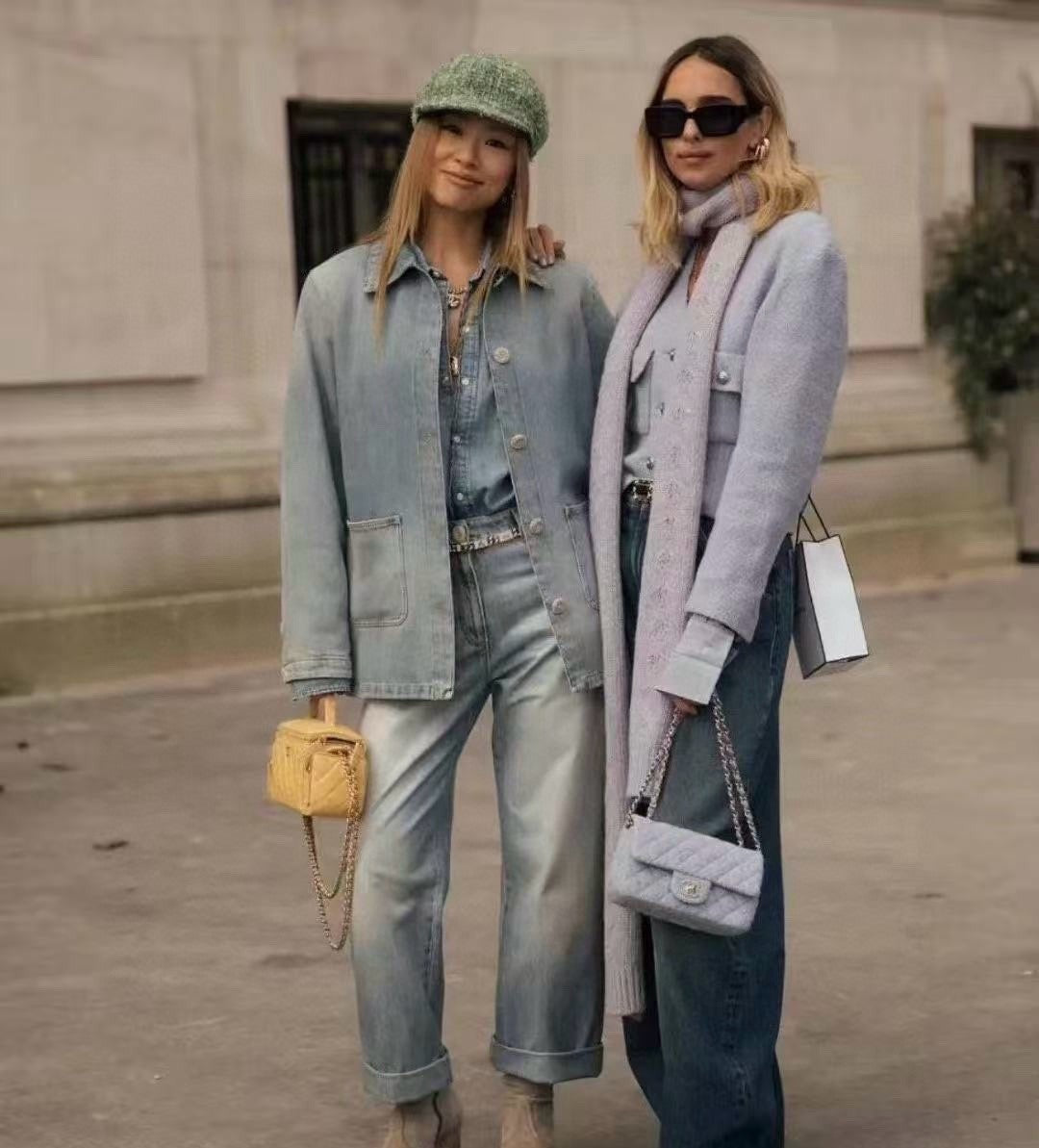 Women's Spring and Autumn Solid Color Zipper Closure Waterproof Coated Jeans Pants #74368