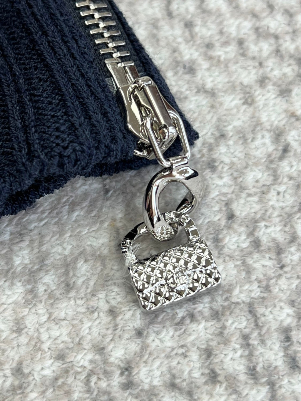 Women's Spring and Autumn Solid Color Slant Shoulder Zipper Wool Knit Sweater #73841