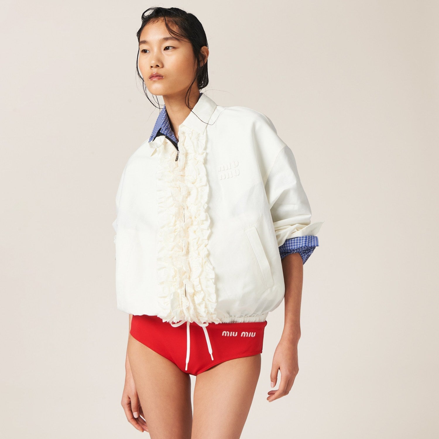 Women's Summer Solid Colour Logo Letter Embroidery Bikini Swim Trunks Fashion Stacking Triangle Trunks Outwear Underwear #71715