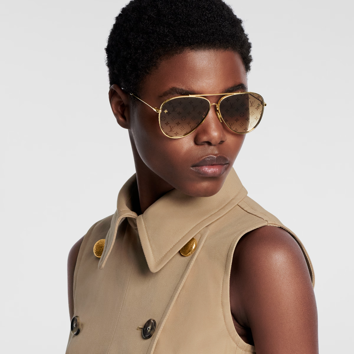 Women's Summer Cotton Solid Color Lapel Double Breasted Short Gabardine Waisted Sleeveless Dresses Ngvp #8836