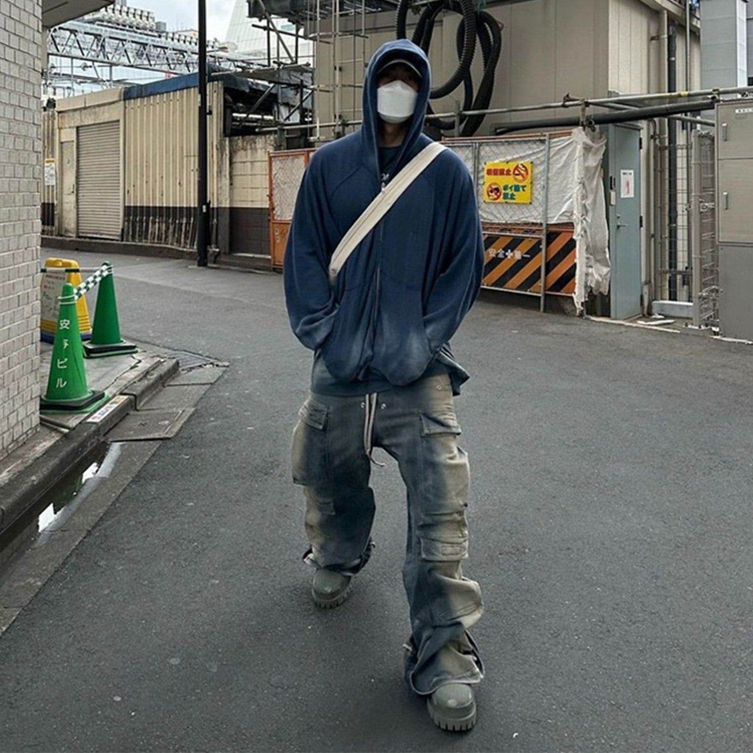 Men's And Women's Seasonal Retro Distressed Gradient Washed Wide Leg Workwear Denim Pants Ngvp #8322