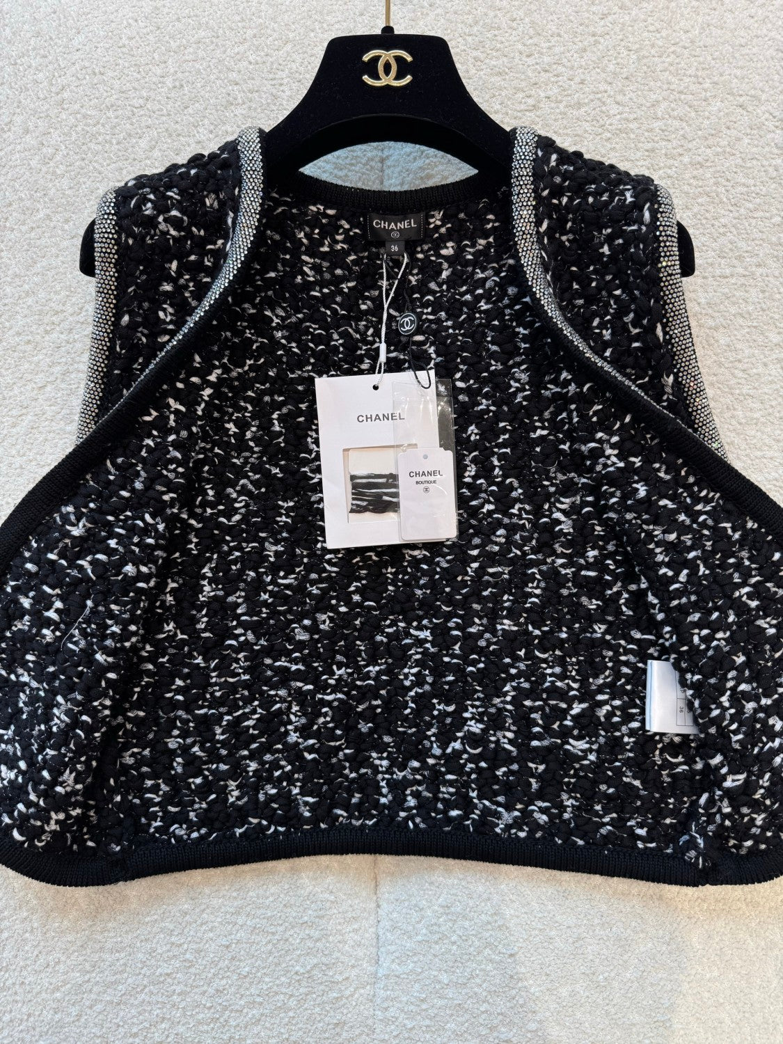 Women's Spring/Fall Knit Rhinestone-Embellished Solid-Color Cotton Sleeveless Cardigan Vest Ngvp #2396