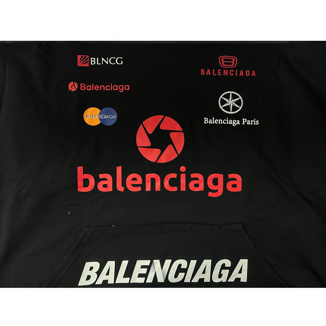 Men's Spring and Autumn Letter Logo Pattern Printed Loose Fit Black Hooded Sweatshirt Pullover #98415