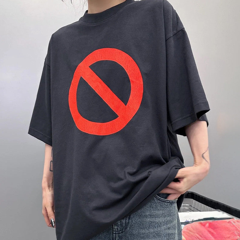 Men Women Spring Summer Fashion High Street Loose Casual Short Sleeve Printed Cotton Black T-shirt Ngvp #7586