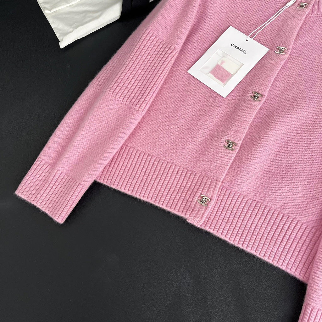 Women's Spring And Autumn Solid Color Round Neck Single Breasted Long Sleeved Knit Sweater Jacket #73426