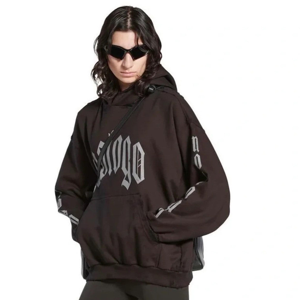 Men's Women's Cotton Spring And Autumn Letter Printed Fitted Casual Long Sleeve Hooded Sweatshirt Trendy Elastic Sweatpants Ngvp #7435