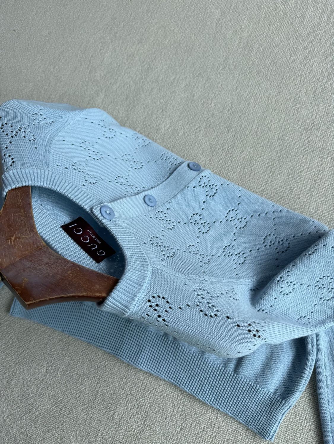 Women's Spring/Autumn Solid Color Letter Print Openwork Design Cotton Knitted Jacquard Single-Breasted Long-Sleeved Cardigan Jacket #77912