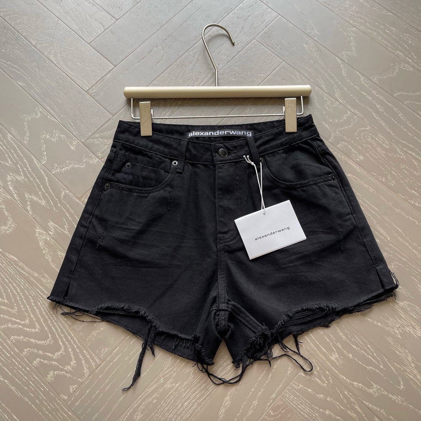 Women's Summer Washed Solid Colour Worn Raw Edge Denim Shorts #76852