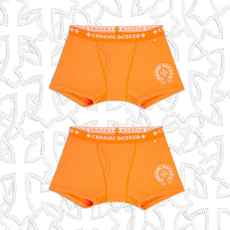 Men's And Women's Pure Color Sanskrit Print Cotton High Elasticity Boxer Briefs Underwear #77394