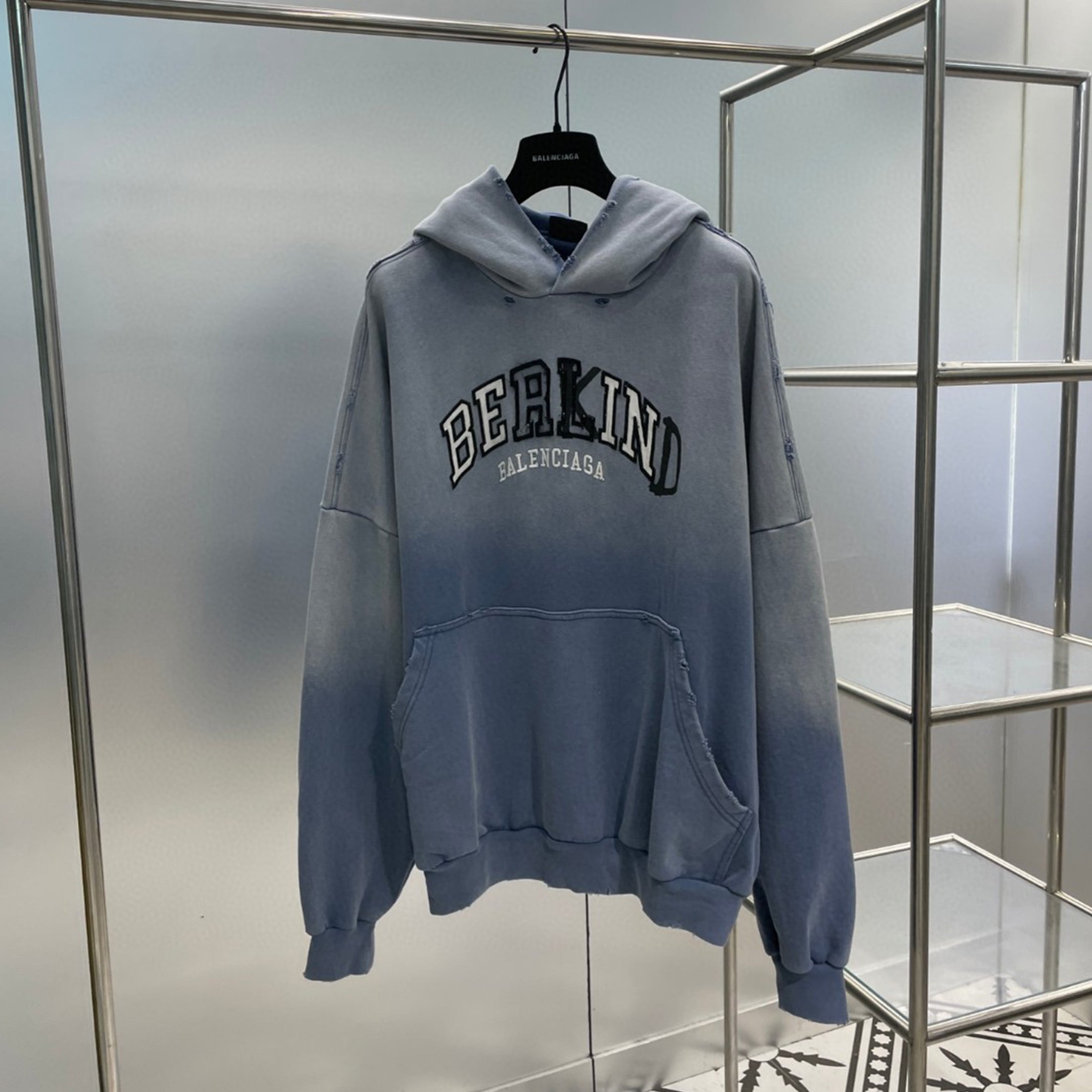 Men's Women's Spring And Autumn Printed Embroidery Silhouette Hooded Sweatshirt Vintage Casual Do-over Sweatshirt  #98661