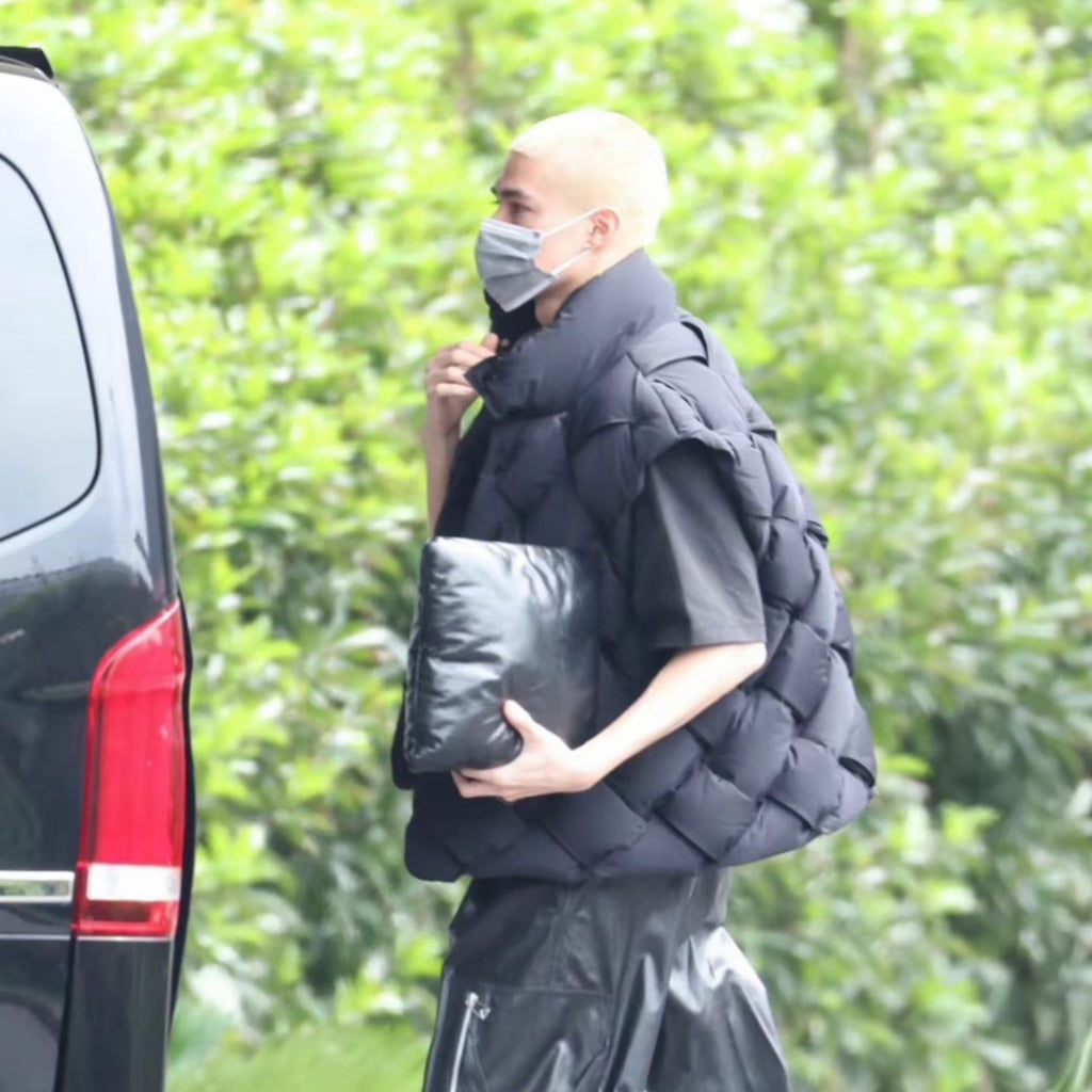 Men's Women's Woven Down Vest Solid Color Standing Collar Single Breasted White Duck Down Jacket Vest Ngvp #7216