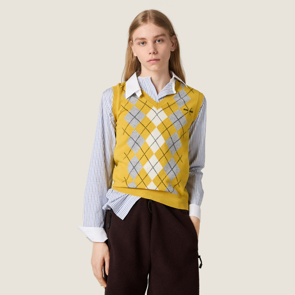 Women's Fall/winter Fashion Casual V-neck Letter Print Pullover Cashmere Vest #78463