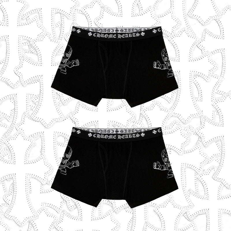 Men's And Women's Pure Color Sanskrit Print Cotton High Elasticity Boxer Briefs Underwear #77394