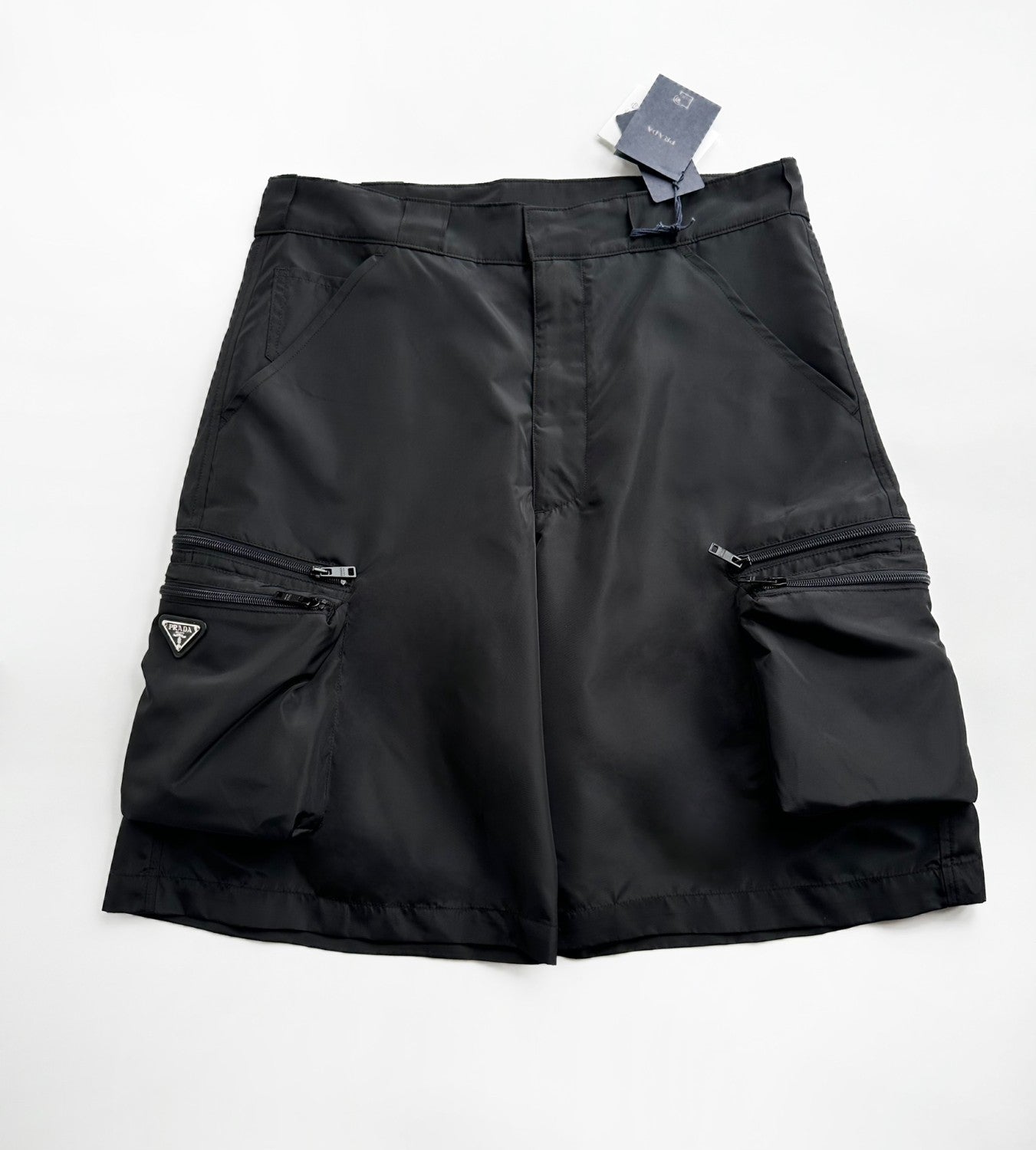 Men's Summer Solid Colour Triangle Logo Nylon Casual Zip Up Shorts #74838