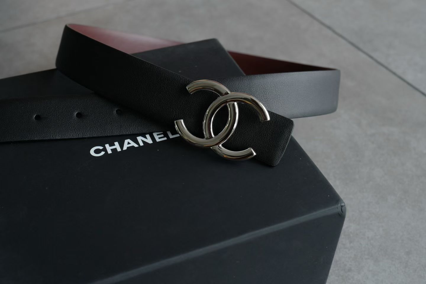 25C Premium Minimalist Logo Belt Diamond-Quilted Black Leather Belt Accessory Width: 3.0cm #193256