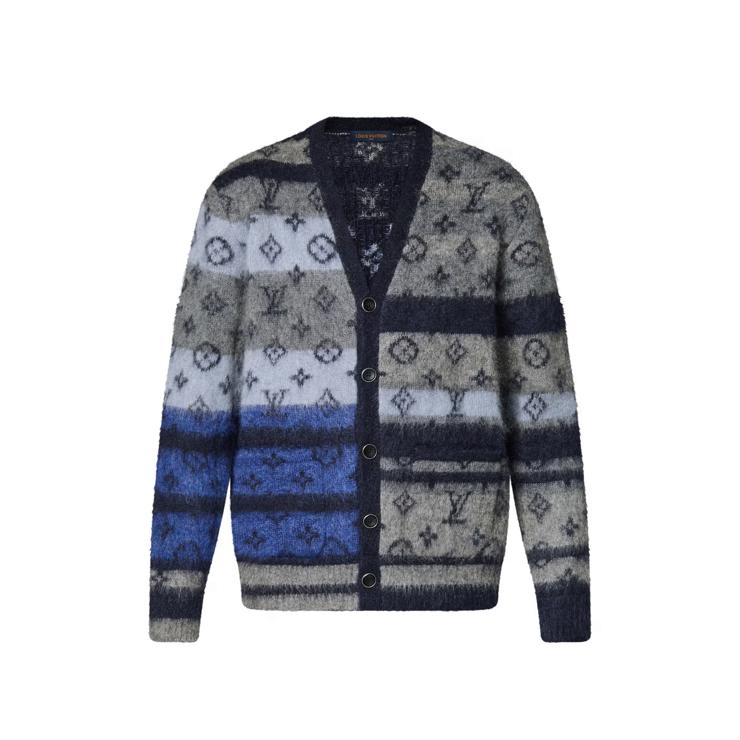 MONOGRAM Men's Fall/Winter Fashion Casual V Neck Single Button Classic Print Oversized Sweater Cardigan #79411