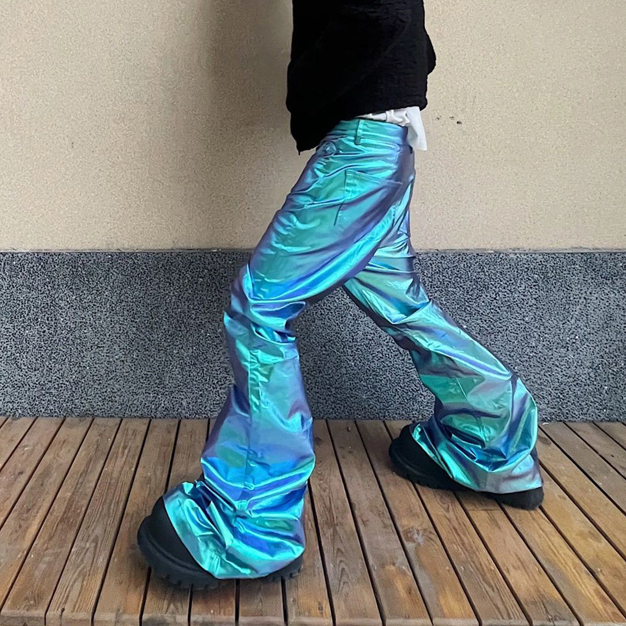 Men's And Women's Four Seasons Fashion High Street Laser Drag Pants Do Old Retro Trend Pants Ngvp #7683