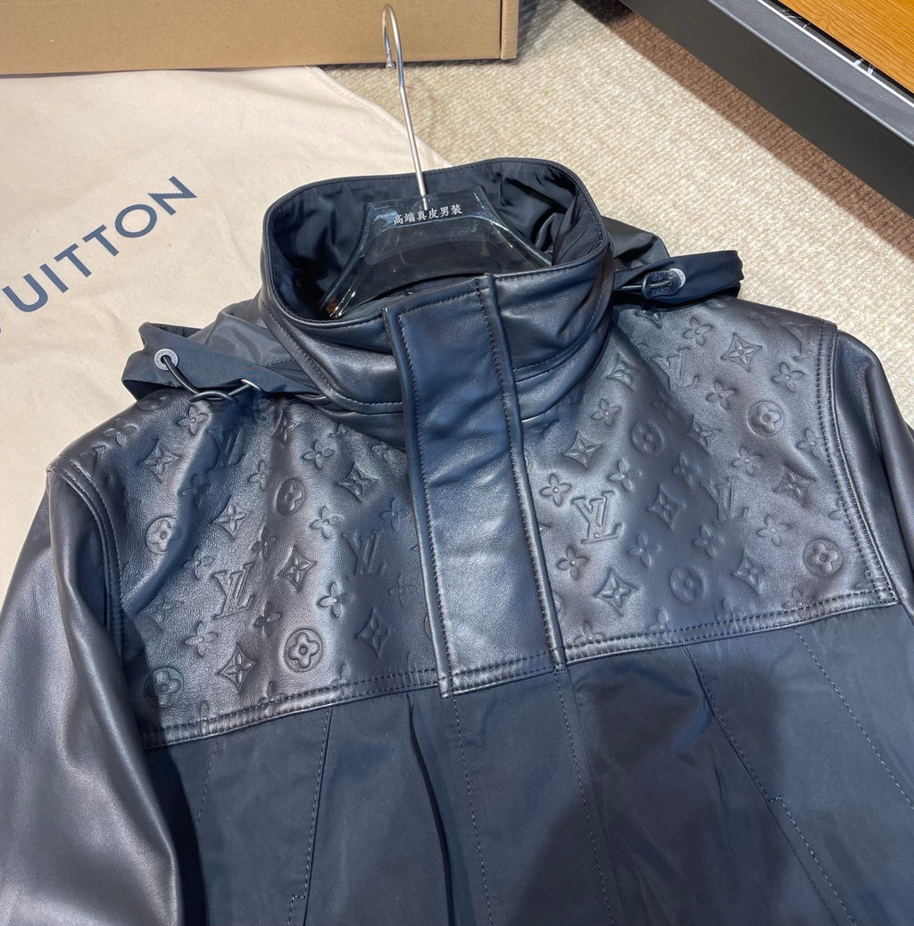 Men's LV 2026 New Collection Patchwork Leather Jacket Coat #82553A