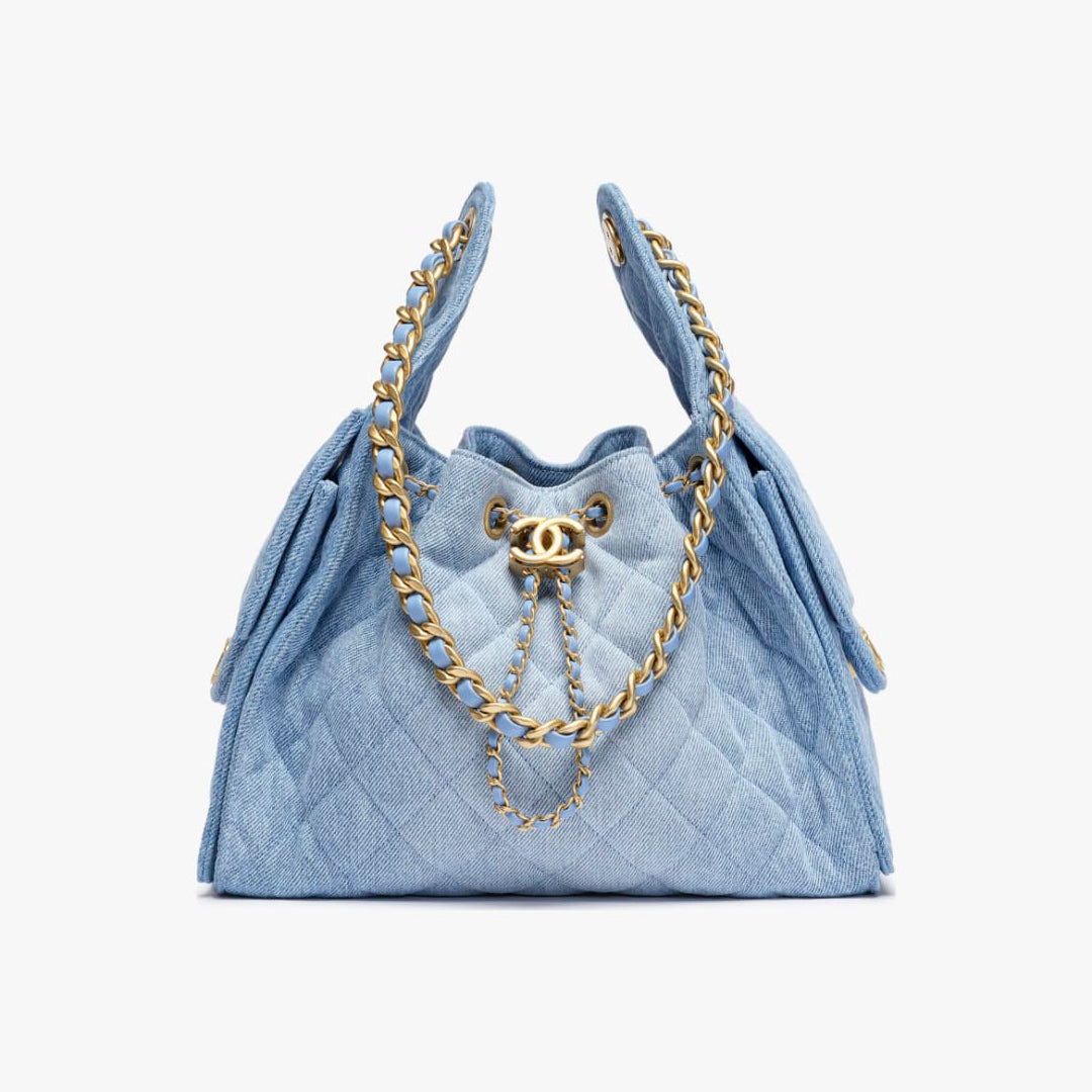 Women's Classic Double C Logo Solid Color Cowhide & Leather Tote Shoulder Bag Bags #77572