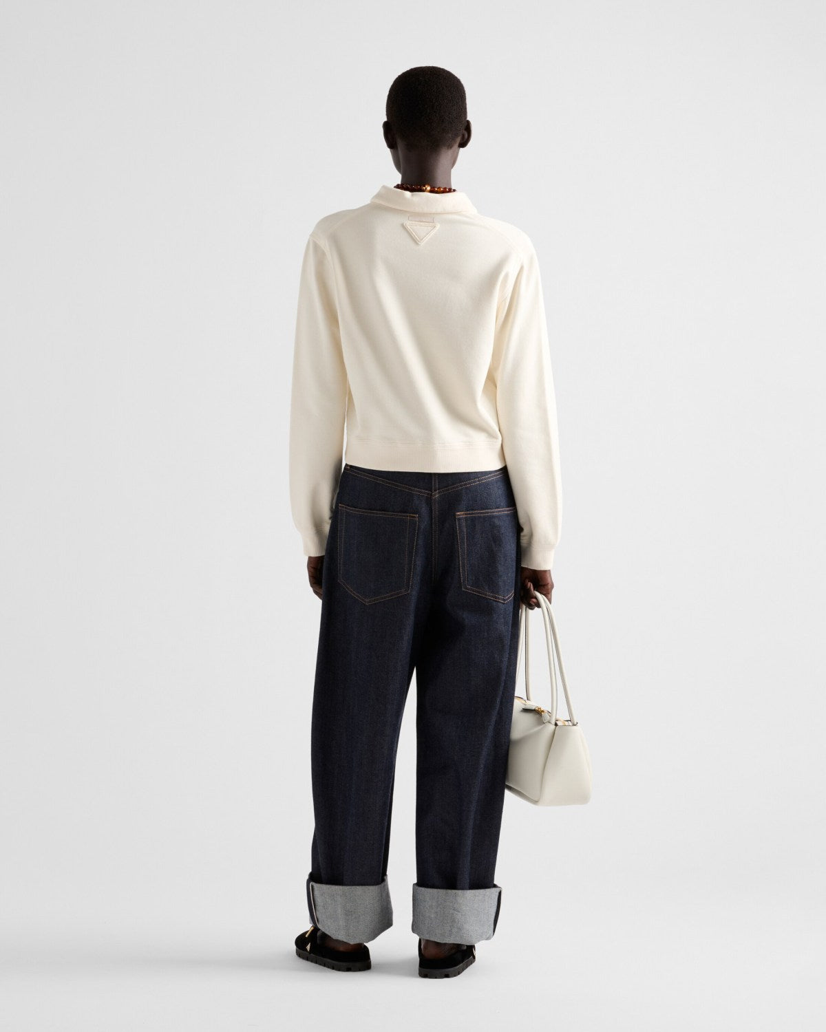 Cotton Fleece Polo Shirt Women's Fall And Winter White Lapel Long Sleeve Sweatshirt Pullover Logo T-shirt #81542