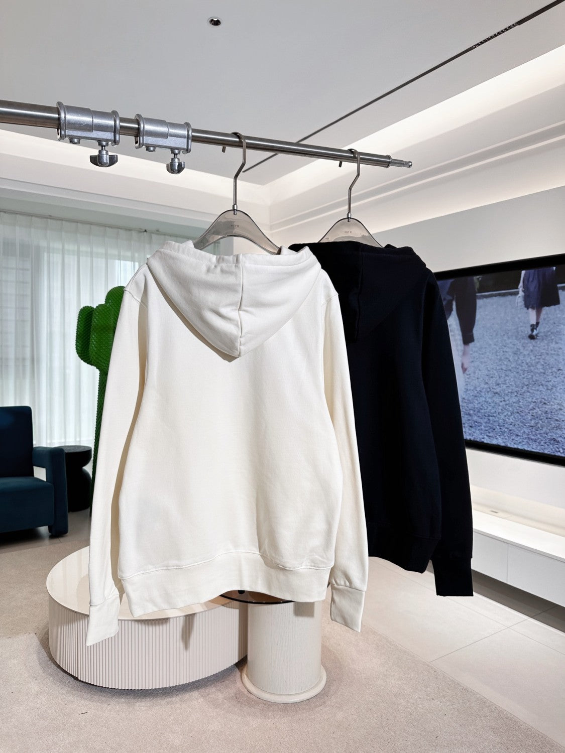 Men's Spring and Autumn Beige Hooded Drawstring Long Sleeve Sweatshirt #72359