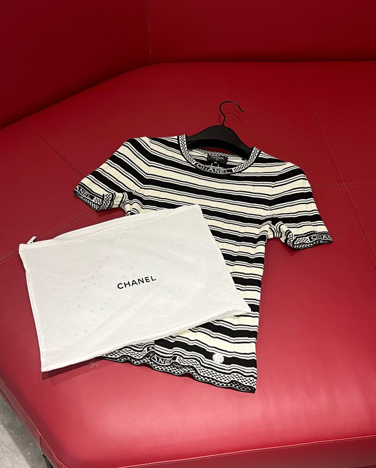 Women's Summer Black and White Striped Crew Neck Knit Short Sleeve Sweater Top #75878