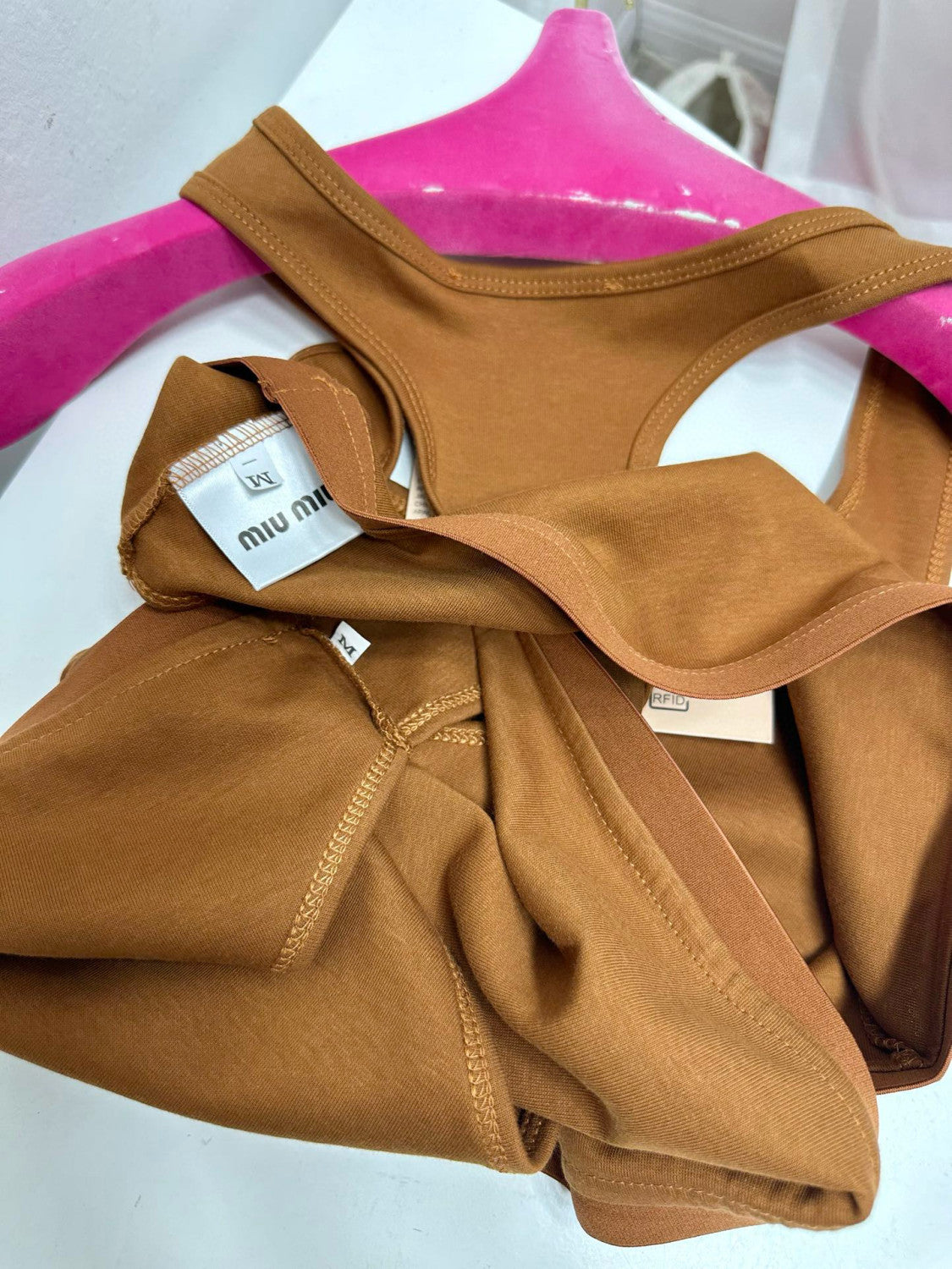 Women's Logo Jacquard Knit Sports Tank Top Cotton Solid Color Swimsuit Triangle Panty Set Suit #81189