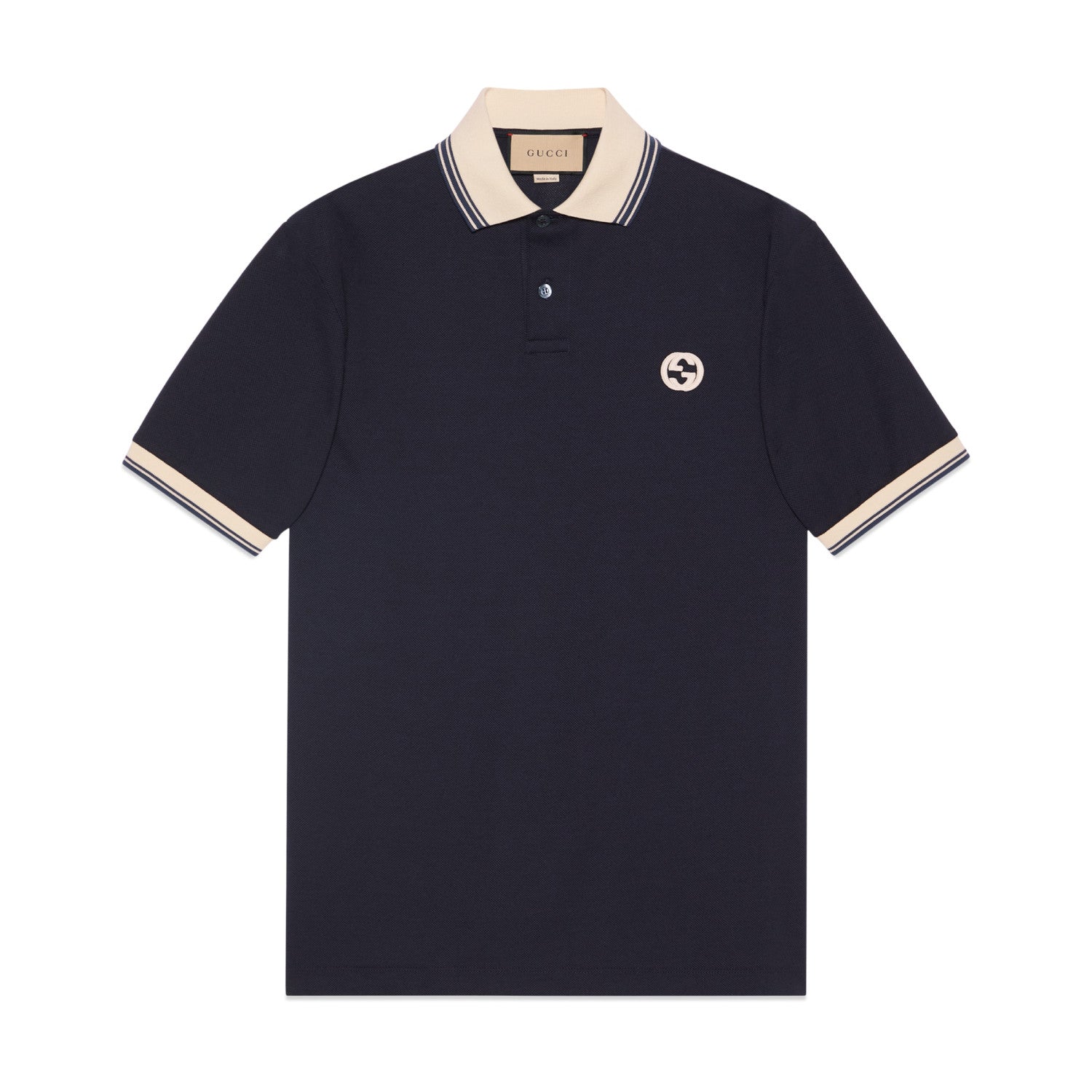 GG Men's Summer Colorblocked Stripe Trim Cotton Polo Neck Short Sleeve T-Shirt #98684