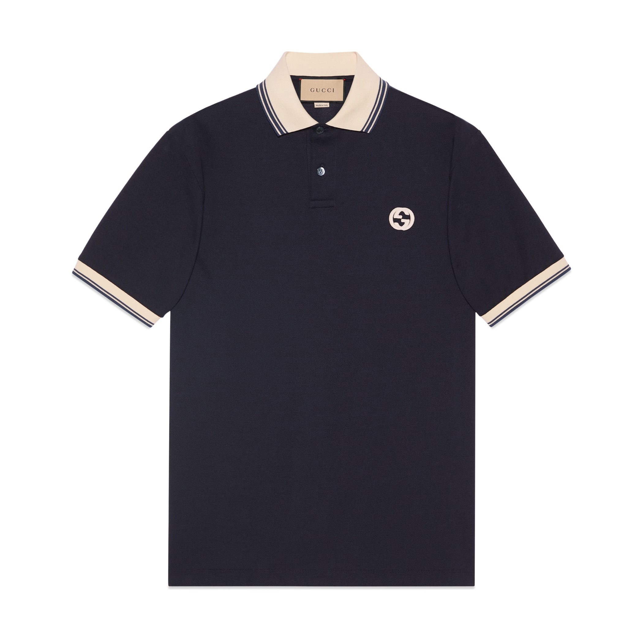 GG Men's Summer Colorblocked Stripe Trim Cotton Polo Neck Short Sleeve T-Shirt #98684