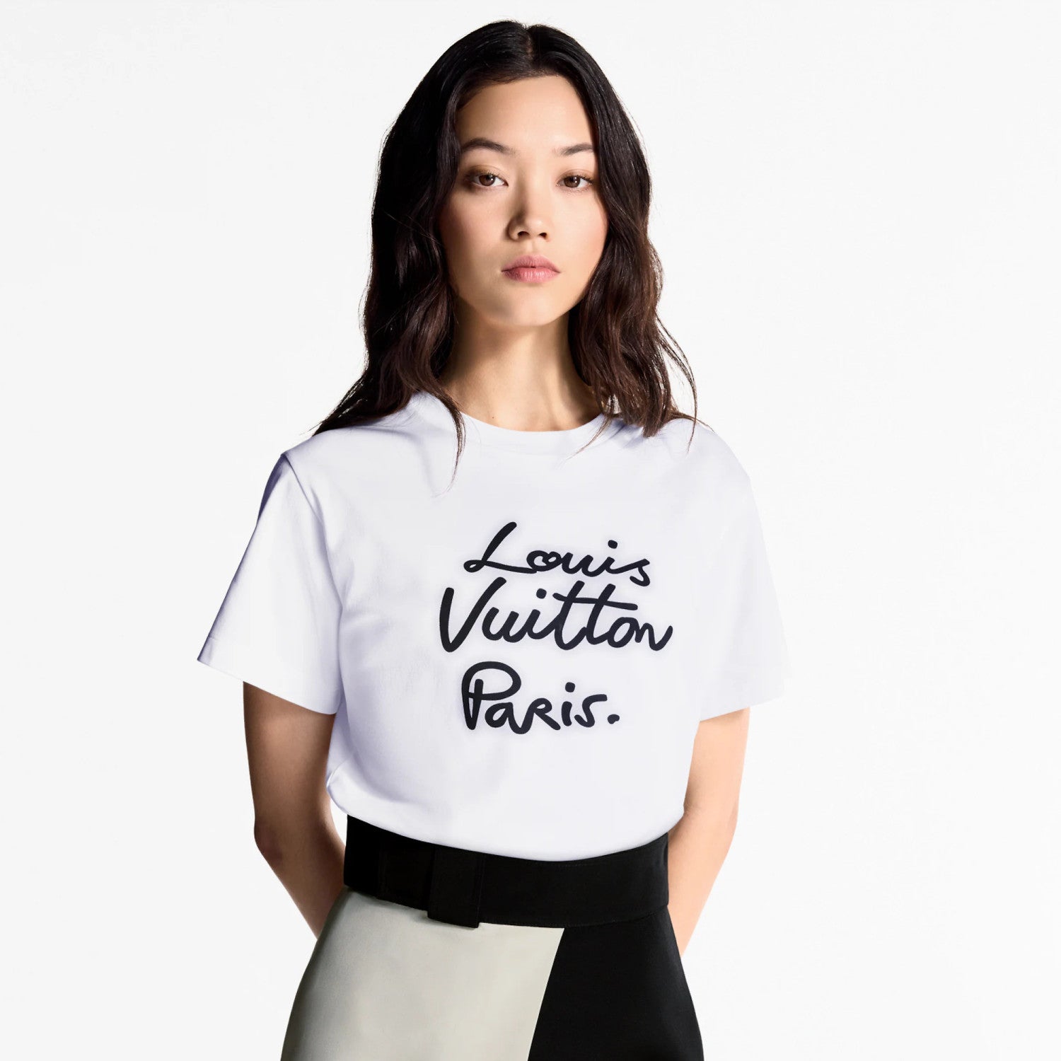 Women's Summer Neon Logo Round Neck Solid Color Short Sleeve T-Shirt #75899