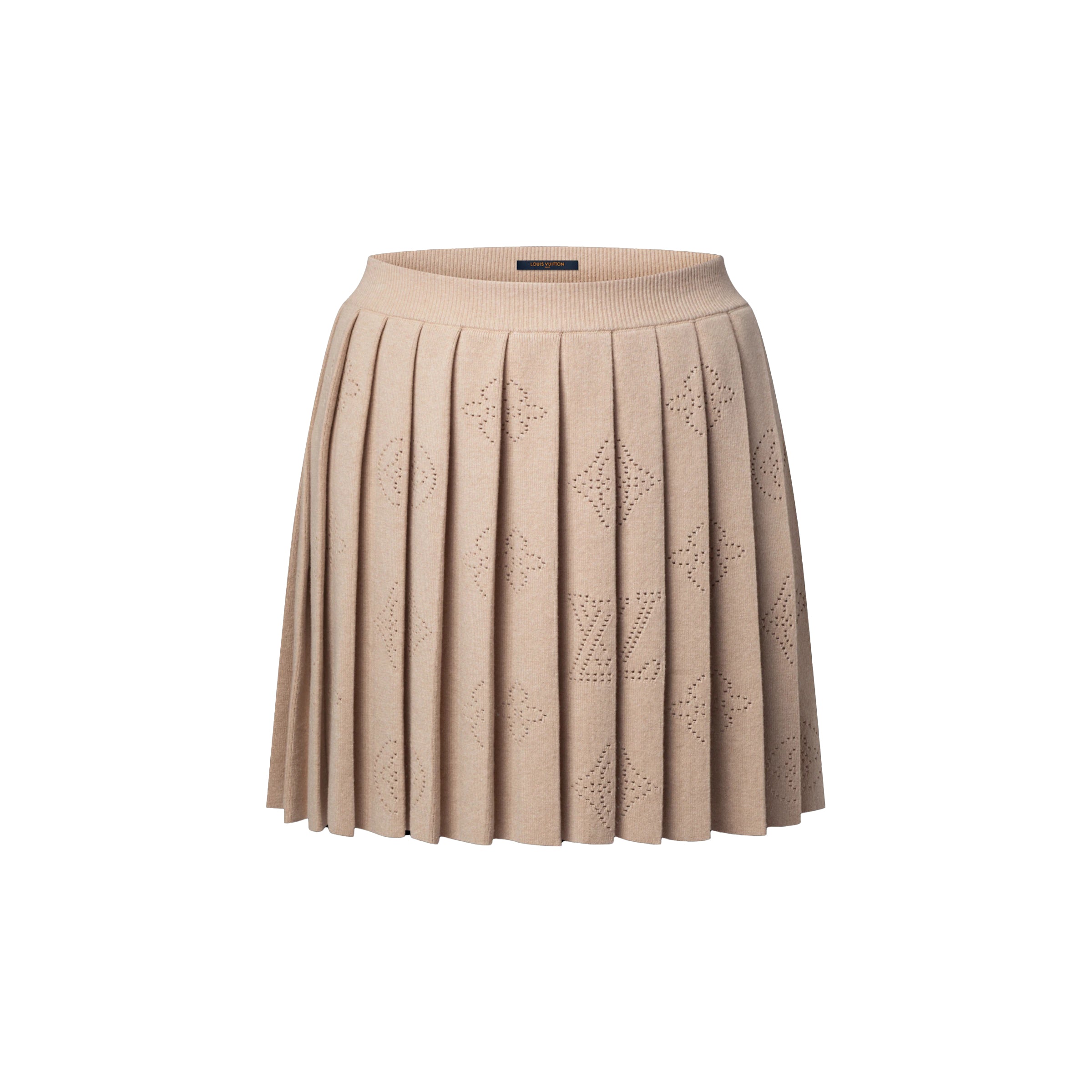 FallWinter 2025 Women's New Monogram Logo Hollow-Out Jacquard Pleated High-Waisted Midi Skirt #83152A