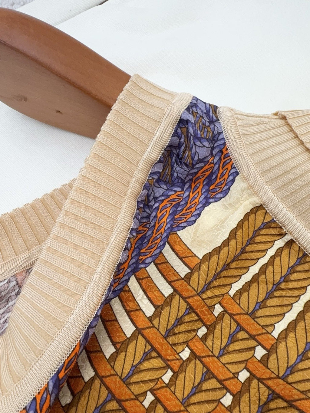 Women's Spring/Summer 2026 Silk printed check pattern Knitted and silk patchwork Shirt dress Suit Set #82539A