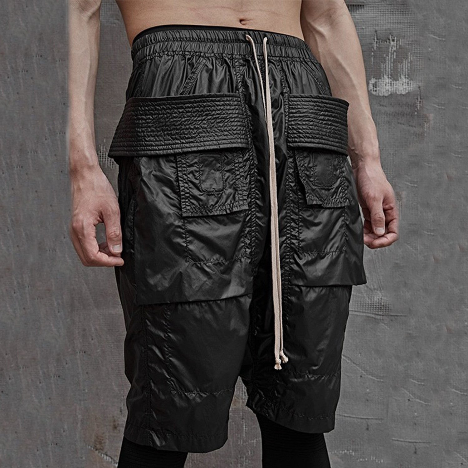 DRKSHDW Men's Spring/summer Retro High Street Thin Black Shorts Workwear Drawstring Pants  Ngvp #8794