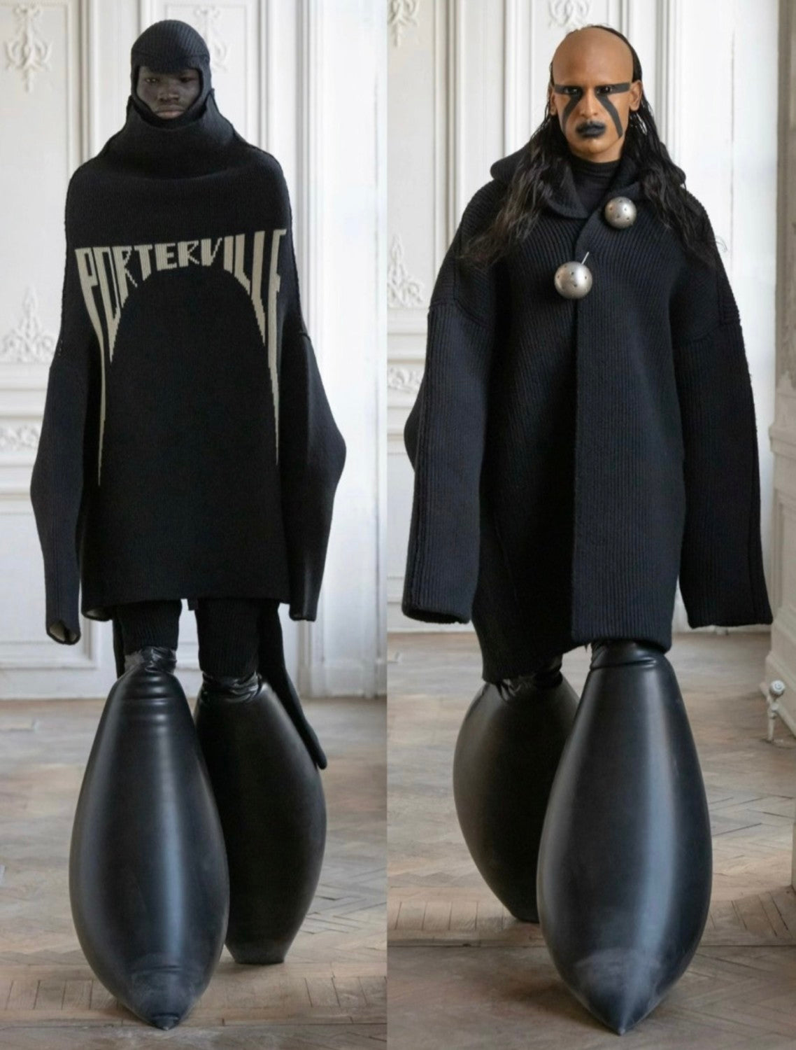 Rick Owens Men's High Neck Letters Jacquard Knit Large Silhouette Casual Long Sleeve Black Sweater For Fall And Winter Ngvp #9431