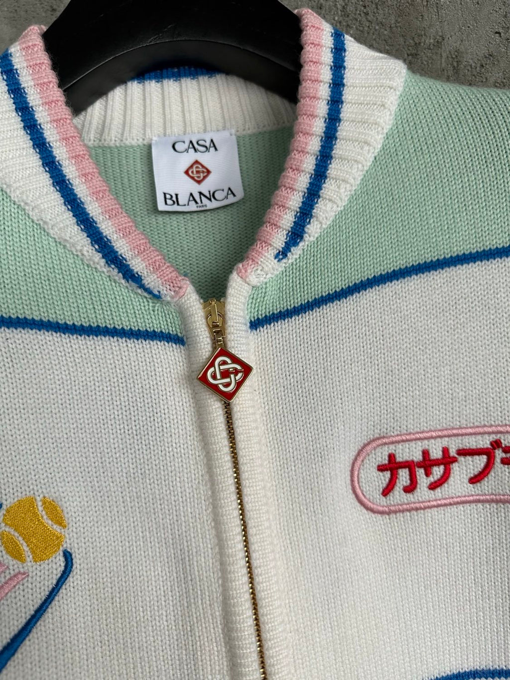 Men's Fall/Winter Abstract Pattern Logo Jacquard Knit Zipper Sweater Fashionable Straight V-Neck Knit Cardigan Jacket #193320