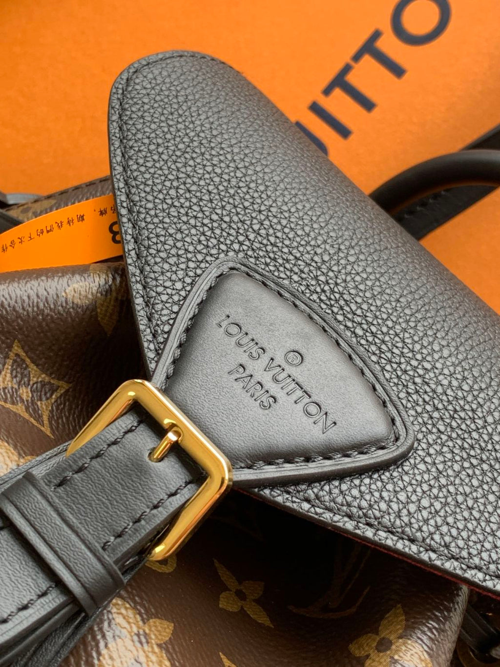 Montsouris Women's Brown Letter Print Canvas and Leather Backpack Bag Bags #77524