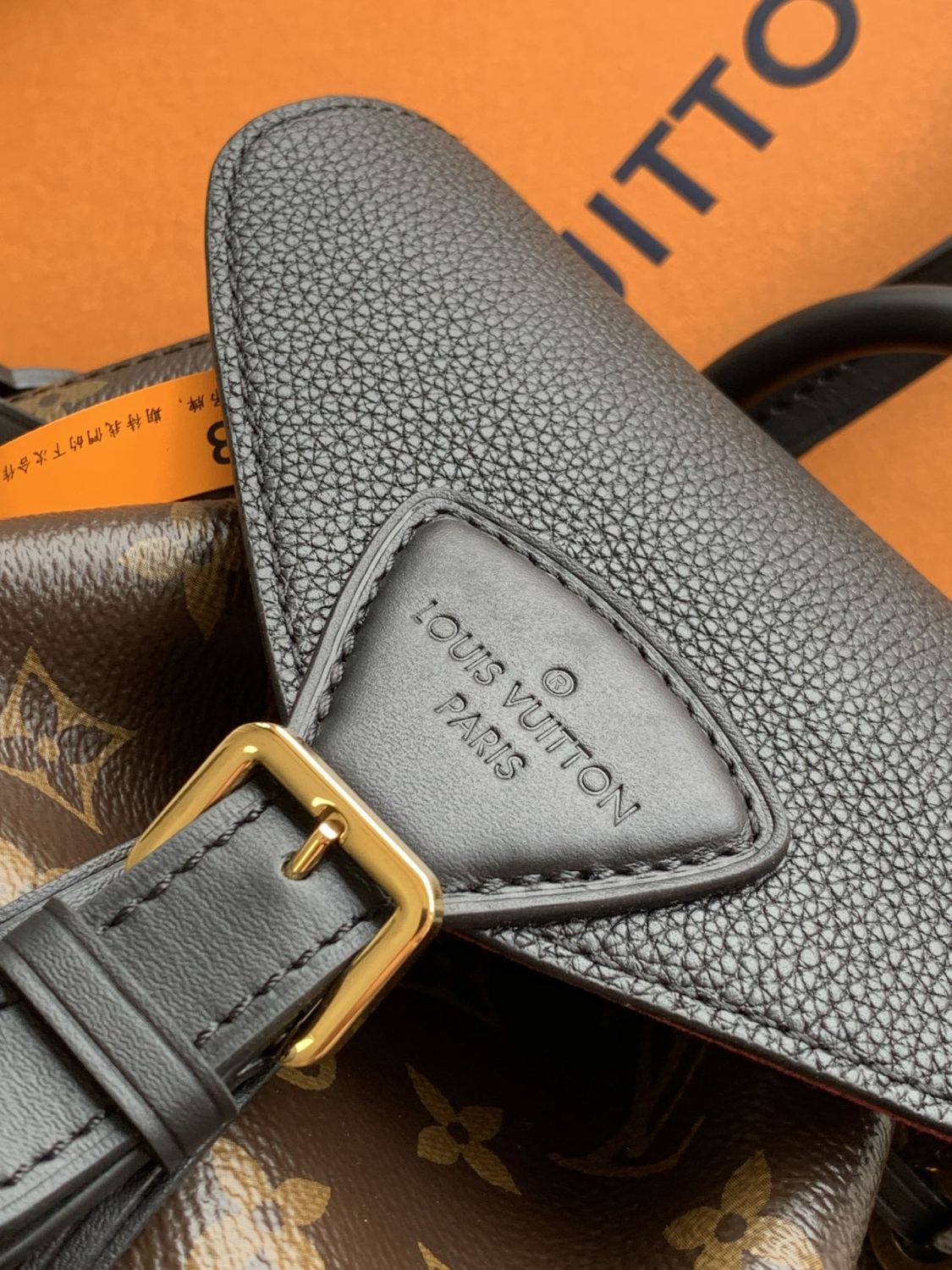 Montsouris Women's Brown Letter Print Canvas and Leather Backpack Bag Bags #77524