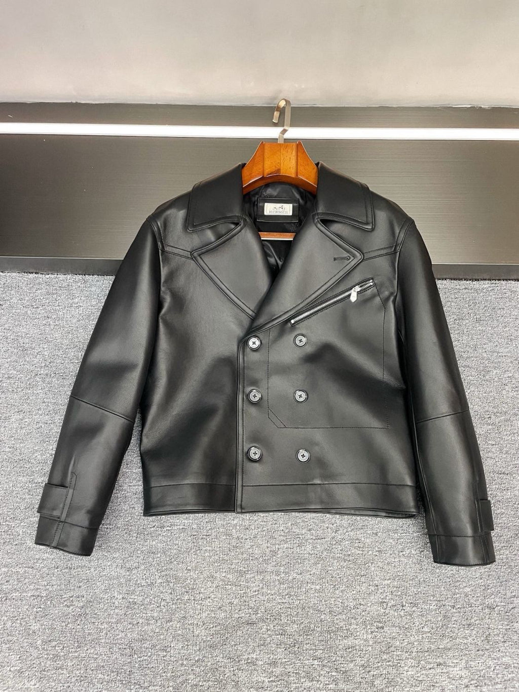 Men's 2025FW New Zealand Sheepskin Leather Jacket Double-breasted Bomber Jacket #194116