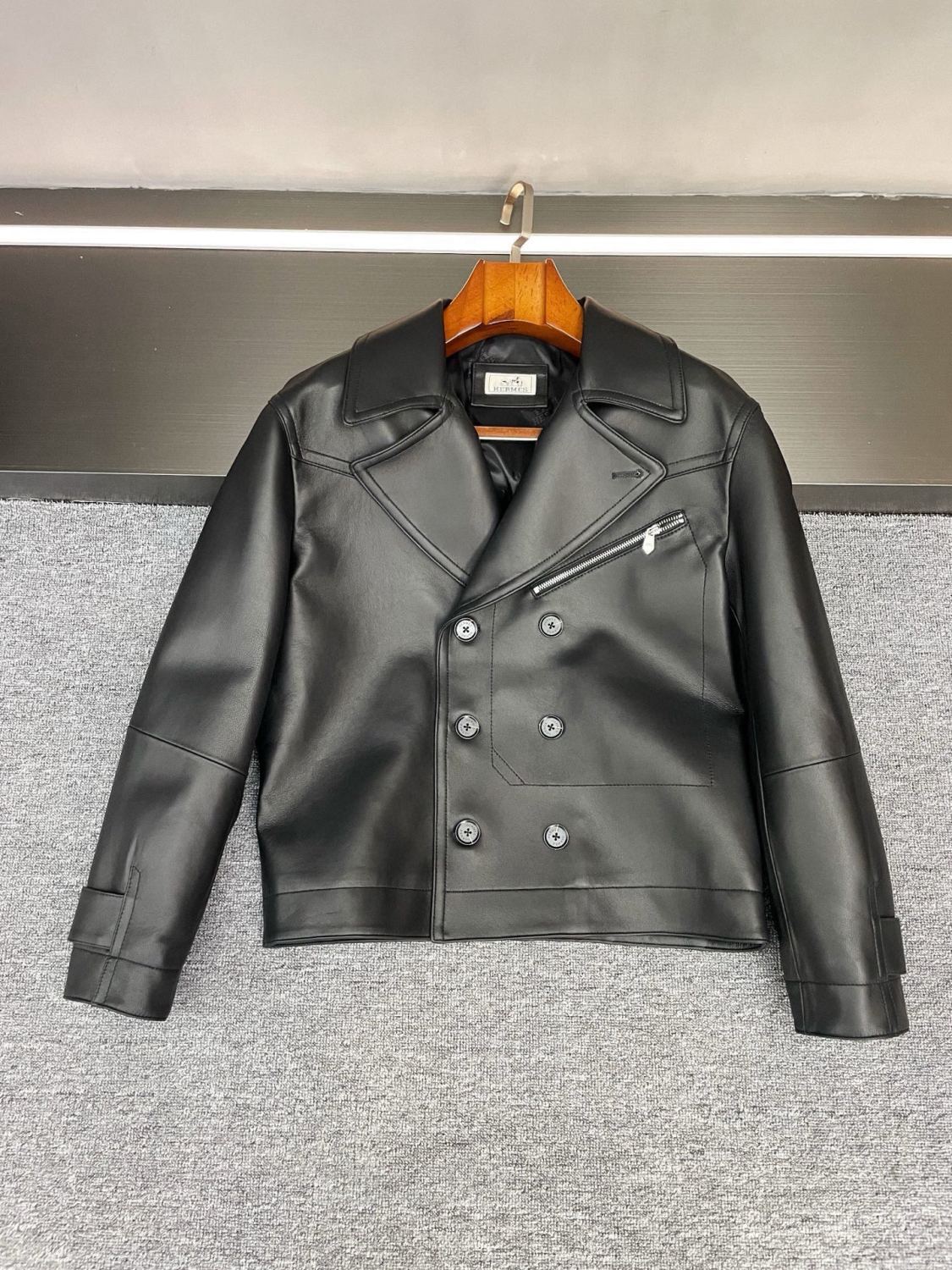 Men's 2025FW New Zealand Sheepskin Leather Jacket Double-breasted Bomber Jacket #194116