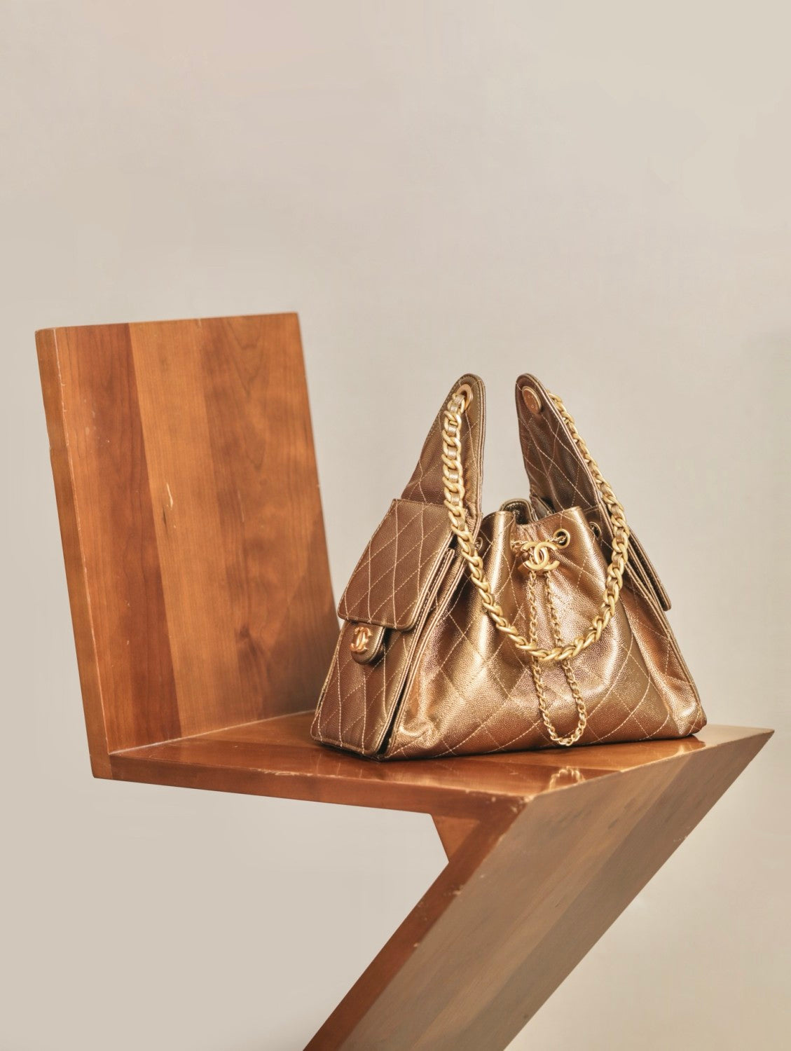 25C Women's Classic Double C Logo Solid Color Cowhide & Leather Tote Shoulder Bag Bags #77139