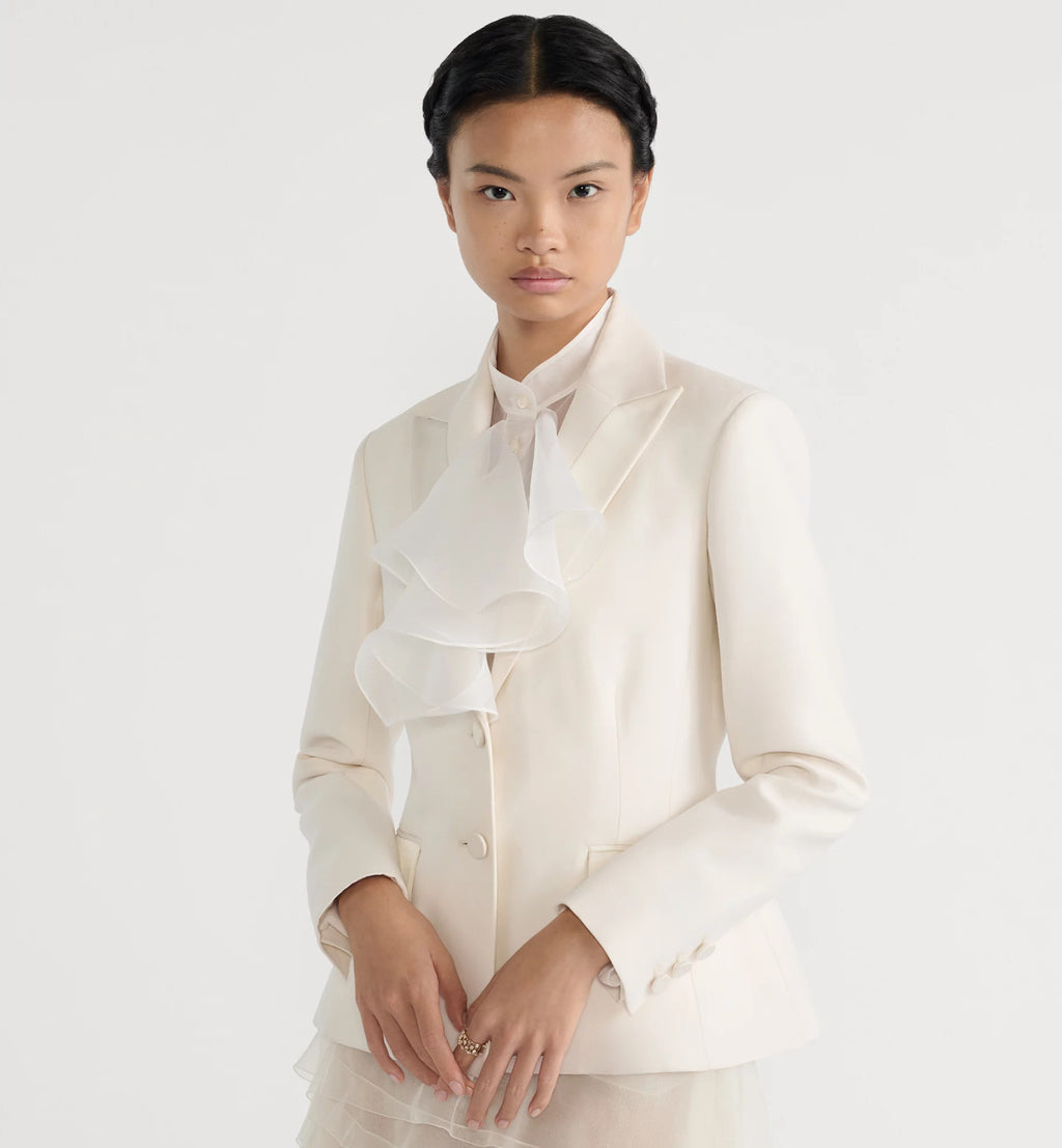 Women's Spring/summer Organza Ruffled Midi Skirt Black & White Solid Color Fashionable Elegant Delicate Skirt #82137A