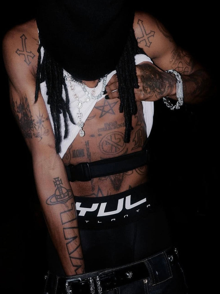 Opium Yvl Style Men's Playboicarti Webbing Cotton Elastic Breathable Long High Waisted Boxer Briefs Underpants Ngvp #1696